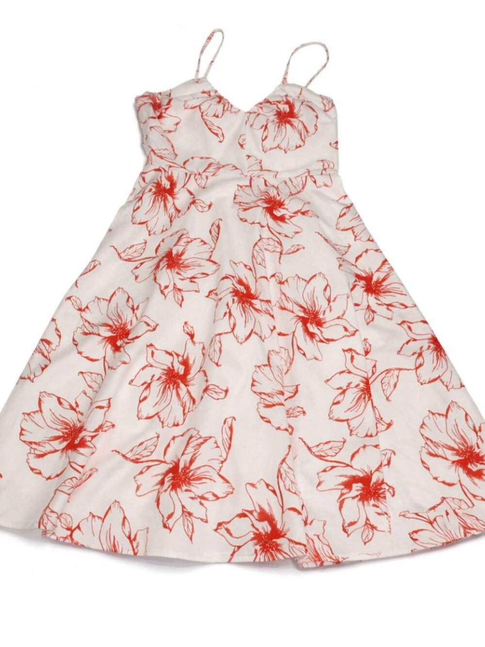 Hutch Floral Midi Dress Red White Fit & Flare Pockets NWT Sz 10